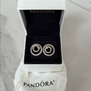 EUC Pandora Silver and White Halo Earrings